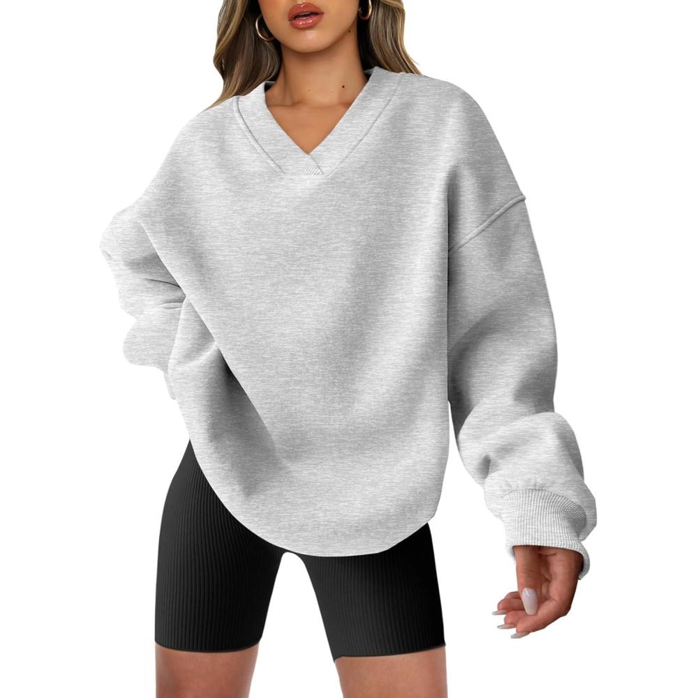 imageANRABESS Womens Oversized V Neck Sweatshirt Fleece Long Sleeve Hoodies Pullover Comfy Top Outfits 2025 Teen Preppy ClothesLight Gray