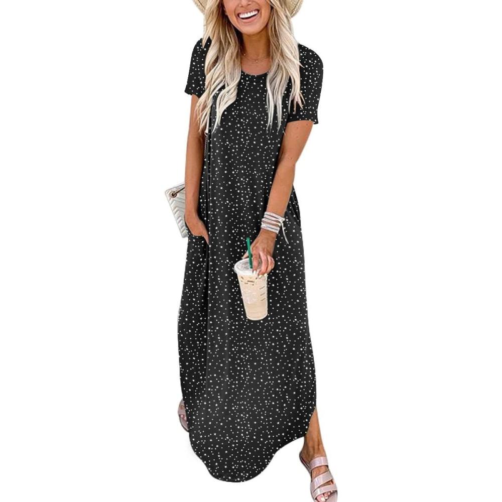imageANRABESS Womens Summer Maxi Dress Short Sleeve Casual Loose Long T Shirt Dresses Split Vacation Beach Sundress Travel OutfitsDot Star