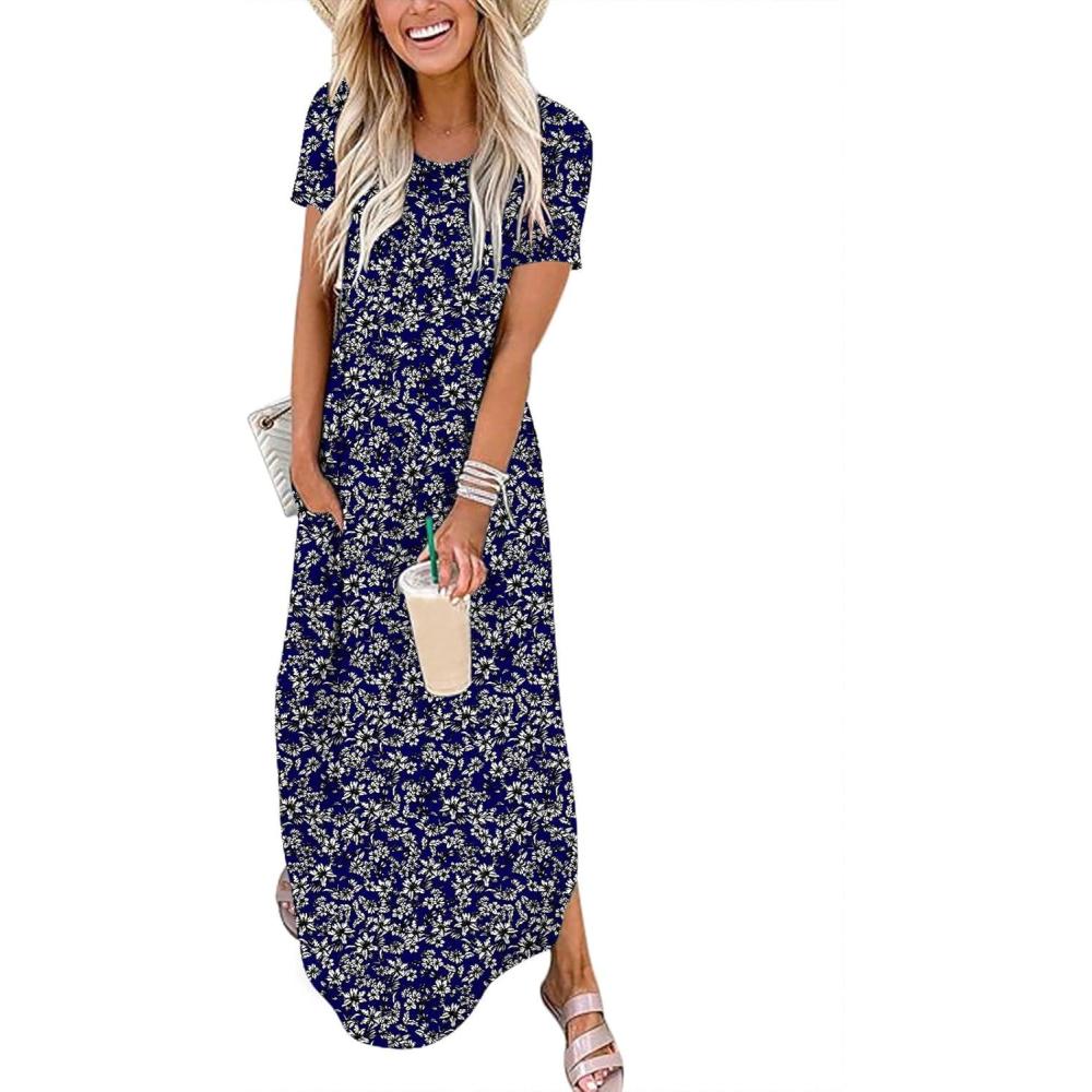 imageANRABESS Womens Summer Maxi Dress Short Sleeve Casual Loose Long T Shirt Dresses Split Vacation Beach Sundress Travel OutfitsFloral Blue White