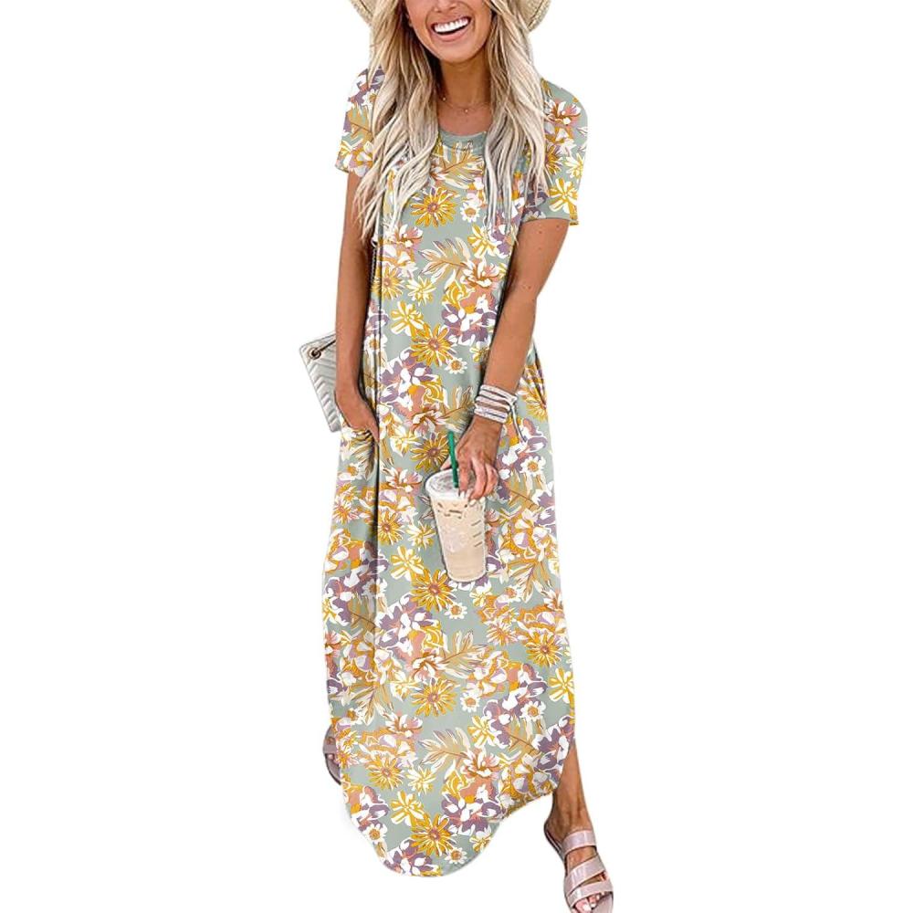 imageANRABESS Womens Summer Maxi Dress Short Sleeve Casual Loose Long T Shirt Dresses Split Vacation Beach Sundress Travel OutfitsFloral Yellow