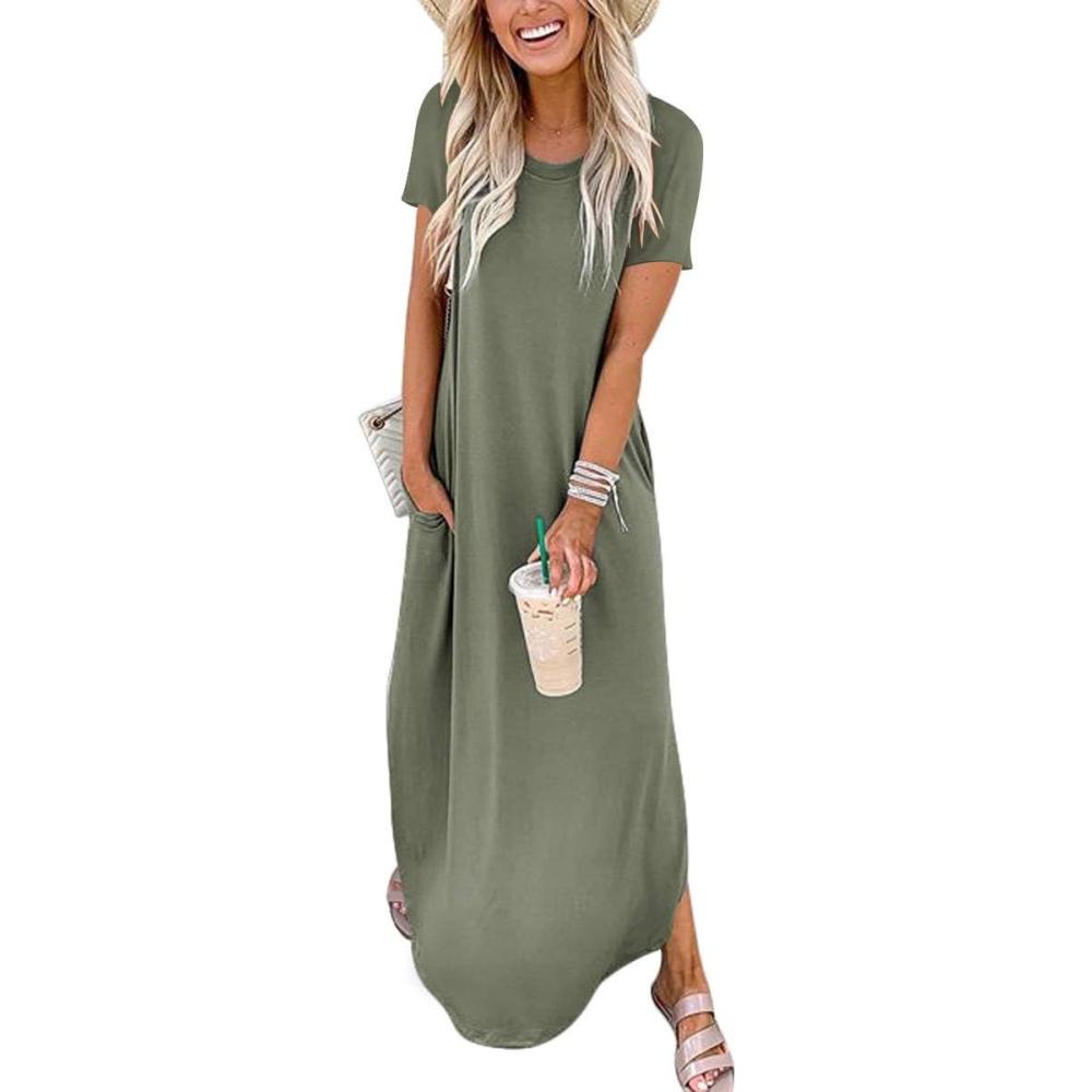 imageANRABESS Womens Summer Maxi Dress Short Sleeve Casual Loose Long T Shirt Dresses Split Vacation Beach Sundress Travel OutfitsOlive
