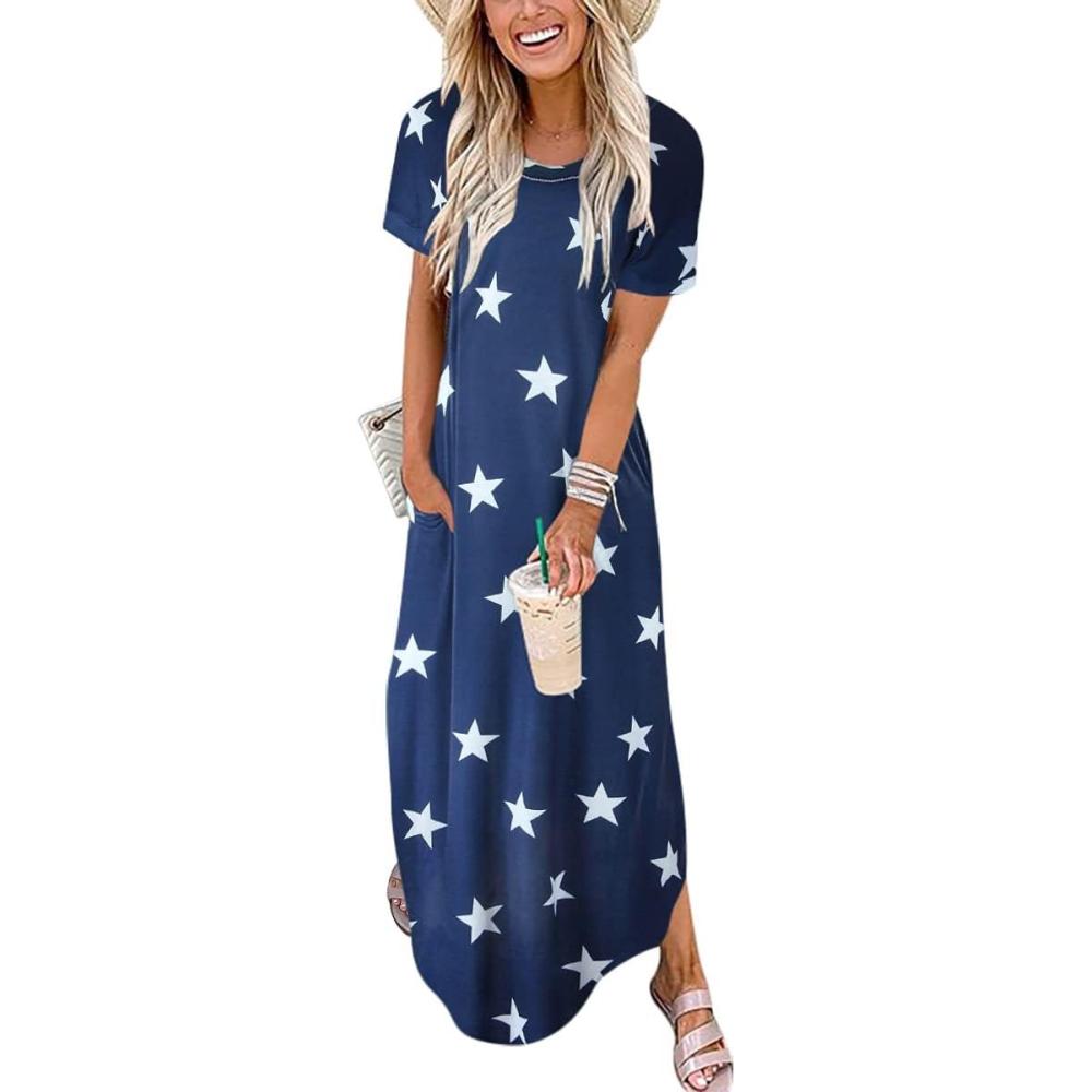 imageANRABESS Womens Summer Maxi Dress Short Sleeve Casual Loose Long T Shirt Dresses Split Vacation Beach Sundress Travel OutfitsStar