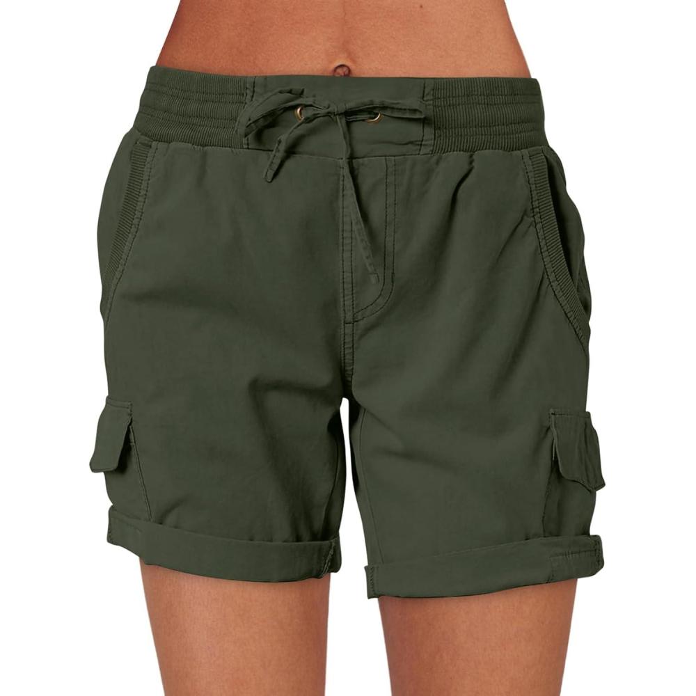 imageANRABESS Womens Summer Shorts 2025 Dressy Casual Hiking Cargo Shorts Trendy Outdoor Outfits 6 PocketsArmy Green