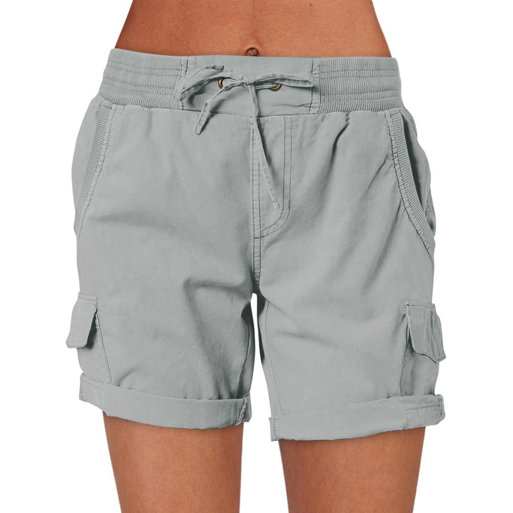 imageANRABESS Womens Summer Shorts 2025 Dressy Casual Hiking Cargo Shorts Trendy Outdoor Outfits 6 PocketsGrey Blue