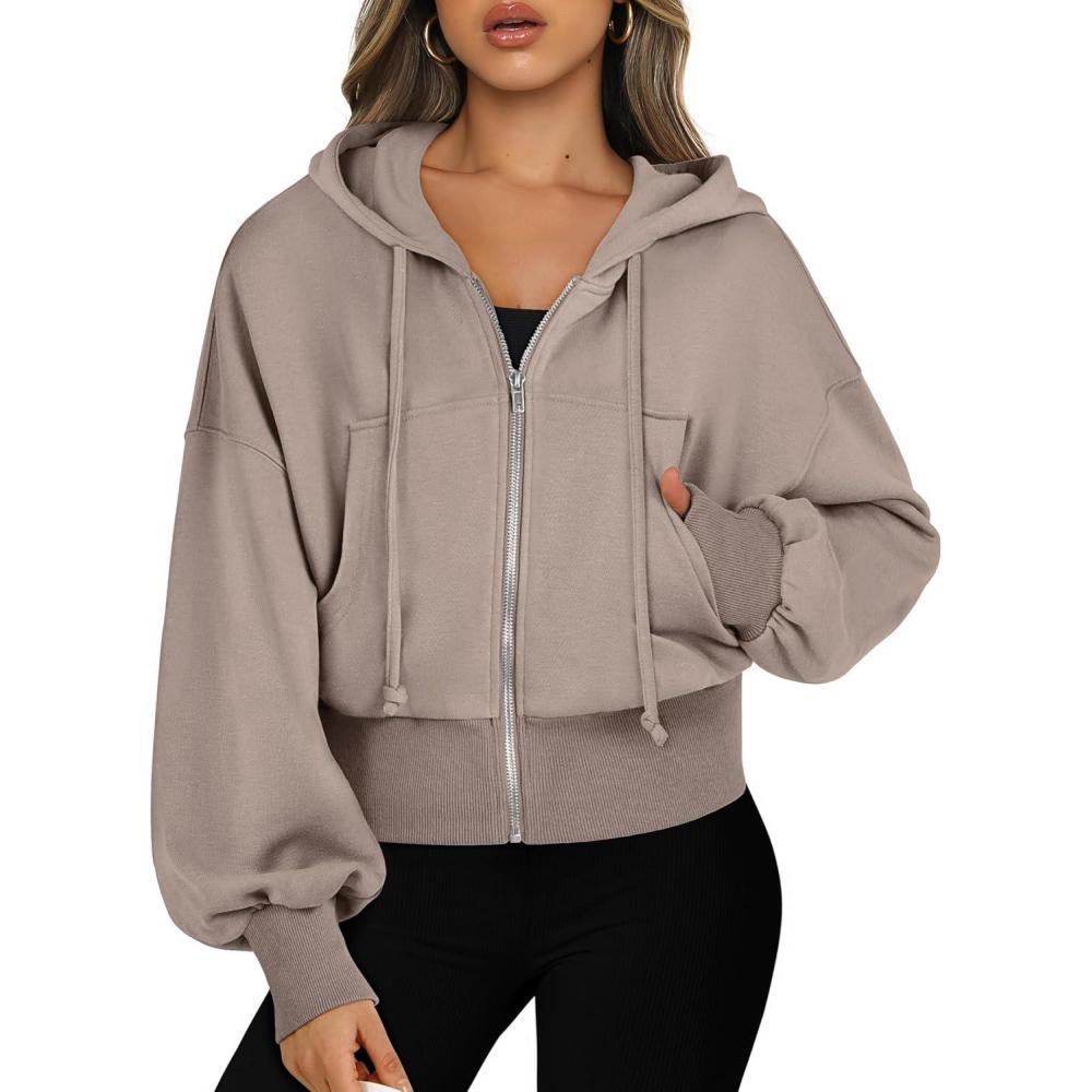 imageANRABESS Womens Zip Up Hoodies Cropped Sweatshirts Casual Comfy Cute Zip Jackets Fashion Trendy Fall Outfits 2025 Y2K ClothesKhaki