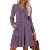 imageANRABESS Long Sleeve Dress for Women Fall Fashion Outfits 2025 Casual V Neck Rib Knit Babydoll Sweater Dresses with Pockets Purple Large