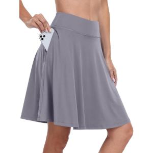 ANRABESS Knee Length Skorts Skirts for Women 2025 Summer High Waisted Golf Tennis Skirt Casual Travel Built-in Shorts Clothes(Gray)