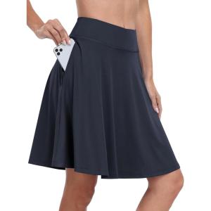 ANRABESS Knee Length Skorts Skirts for Women 2025 Summer High Waisted Golf Tennis Skirt Casual Travel Built-in Shorts Clothes(Navy Blue)