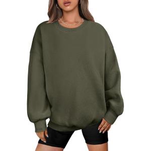 ANRABESS Oversized Sweatshirt for Women Crewneck Y2K Hoodies Fleece Casual Comfy Pullover Top Fall Outfits Clothes 2025(Army Green)