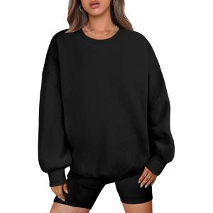 ANRABESS Oversized Sweatshirt for Women Crewneck Y2K Hoodies Fleece Casual Comfy Pullover Top Fall Outfits Clothes 2025(Black)