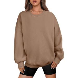ANRABESS Oversized Sweatshirt for Women Crewneck Y2K Hoodies Fleece Casual Comfy Pullover Top Fall Outfits Clothes 2025(Brown)