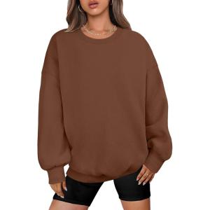 ANRABESS Oversized Sweatshirt for Women Crewneck Y2K Hoodies Fleece Casual Comfy Pullover Top Fall Outfits Clothes 2025(Coffee)