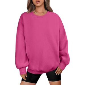 ANRABESS Oversized Sweatshirt for Women Crewneck Y2K Hoodies Fleece Casual Comfy Pullover Top Fall Outfits Clothes 2025(Hot Pink)