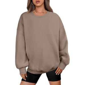 ANRABESS Oversized Sweatshirt for Women Crewneck Y2K Hoodies Fleece Casual Comfy Pullover Top Fall Outfits Clothes 2025(Light Brown)