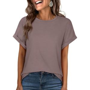ANRABESS Oversized Tshirts for Women Summer Tops Short Sleeve Casual Loose Basic Tee Shirt Cute Outfits 2025 Trendy Clothes(Brown)