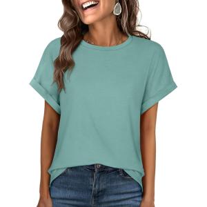 ANRABESS Oversized Tshirts for Women Summer Tops Short Sleeve Casual Loose Basic Tee Shirt Cute Outfits 2025 Trendy Clothes(Cadet Blue)