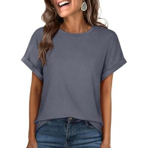ANRABESS Oversized Tshirts for Women Summer Tops Short Sleeve Casual Loose Basic Tee Shirt Cute Outfits 2025 Trendy Clothes(Gray)