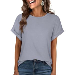 ANRABESS Oversized Tshirts for Women Summer Tops Short Sleeve Casual Loose Basic Tee Shirt Cute Outfits 2025 Trendy Clothes(Grey)