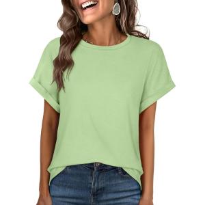 ANRABESS Oversized Tshirts for Women Summer Tops Short Sleeve Casual Loose Basic Tee Shirt Cute Outfits 2025 Trendy Clothes(Light Green)