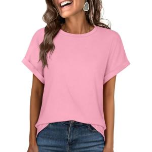 ANRABESS Oversized Tshirts for Women Summer Tops Short Sleeve Casual Loose Basic Tee Shirt Cute Outfits 2025 Trendy Clothes(Pink)