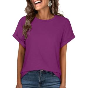 ANRABESS Oversized Tshirts for Women Summer Tops Short Sleeve Casual Loose Basic Tee Shirt Cute Outfits 2025 Trendy Clothes(Purple)