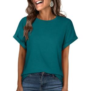 ANRABESS Oversized Tshirts for Women Summer Tops Short Sleeve Casual Loose Basic Tee Shirt Cute Outfits 2025 Trendy Clothes(Teal)