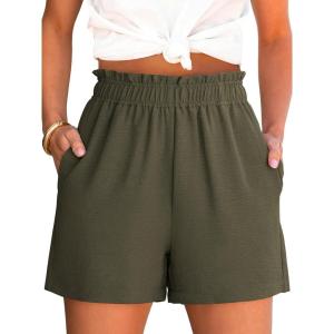 ANRABESS Shorts for Women Summer Casual Elastic High Waisted Dressy Lounge Shorts Comfy Bottoms 2025 Beach Vacation Clothes(Army Green)