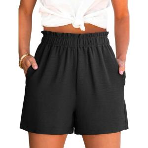 ANRABESS Shorts for Women Summer Casual Elastic High Waisted Dressy Lounge Shorts Comfy Bottoms 2025 Beach Vacation Clothes(Black)