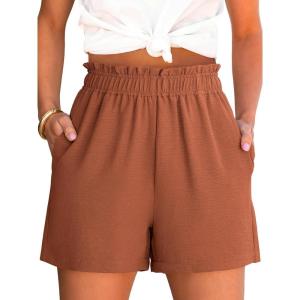 ANRABESS Shorts for Women Summer Casual Elastic High Waisted Dressy Lounge Shorts Comfy Bottoms 2025 Beach Vacation Clothes(Caramel)
