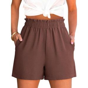 ANRABESS Shorts for Women Summer Casual Elastic High Waisted Dressy Lounge Shorts Comfy Bottoms 2025 Beach Vacation Clothes(Coffee)