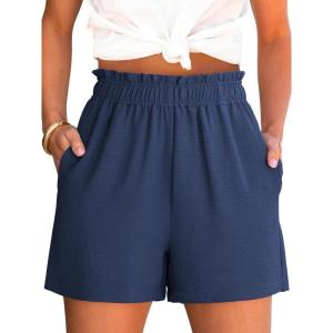 ANRABESS Shorts for Women Summer Casual Elastic High Waisted Dressy Lounge Shorts Comfy Bottoms 2025 Beach Vacation Clothes(Deep Blue)