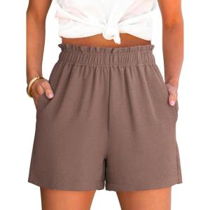 ANRABESS Shorts for Women Summer Casual Elastic High Waisted Dressy Lounge Shorts Comfy Bottoms 2025 Beach Vacation Clothes(Deep Brown)