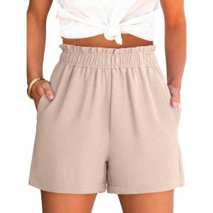 ANRABESS Shorts for Women Summer Casual Elastic High Waisted Dressy Lounge Shorts Comfy Bottoms 2025 Beach Vacation Clothes(Khaki)