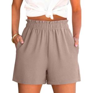 ANRABESS Shorts for Women Summer Casual Elastic High Waisted Dressy Lounge Shorts Comfy Bottoms 2025 Beach Vacation Clothes(Light Camel)