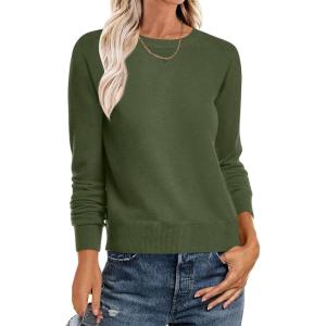 ANRABESS Sweater for Women Long Sleeve Crewneck 2025 Fall Winter Soft Loose Fit Basic Knit Pullover Sweaters Top Outfits(Army Green)