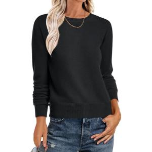 ANRABESS Sweater for Women Long Sleeve Crewneck 2025 Fall Winter Soft Loose Fit Basic Knit Pullover Sweaters Top Outfits(Black)