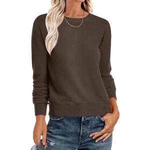 ANRABESS Sweater for Women Long Sleeve Crewneck 2025 Fall Winter Soft Loose Fit Basic Knit Pullover Sweaters Top Outfits(Brown)