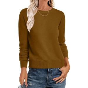 ANRABESS Sweater for Women Long Sleeve Crewneck 2025 Fall Winter Soft Loose Fit Basic Knit Pullover Sweaters Top Outfits(Caramel)