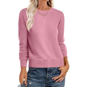 ANRABESS Sweater for Women Long Sleeve Crewneck 2025 Fall Winter Soft Loose Fit Basic Knit Pullover Sweaters Top Outfits(Coral Pink)