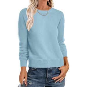 ANRABESS Sweater for Women Long Sleeve Crewneck 2025 Fall Winter Soft Loose Fit Basic Knit Pullover Sweaters Top Outfits(Light Blue)