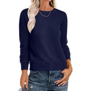 ANRABESS Sweater for Women Long Sleeve Crewneck 2025 Fall Winter Soft Loose Fit Basic Knit Pullover Sweaters Top Outfits(Navy Blue)
