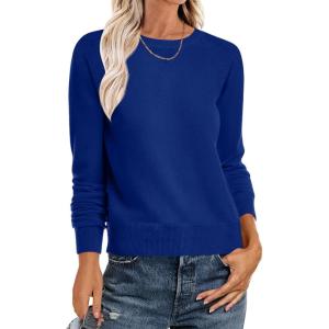 ANRABESS Sweater for Women Long Sleeve Crewneck 2025 Fall Winter Soft Loose Fit Basic Knit Pullover Sweaters Top Outfits(Royal Blue)
