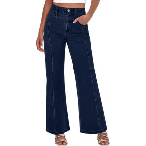 ANRABESS Wide Leg Jeans for Women Trendy 2025 High Waisted Stretchy Baggy Fall Fashion Denim Pants with Pockets(Dark Blue)