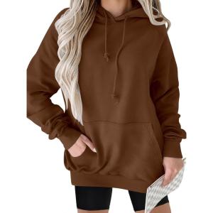 ANRABESS Women Hoodies Long Sleeve Loose Fit Fleece Hooded Sweatshirts Drawstring Pullover Top With Pockets 2025 Fall Outfits(Caramel)