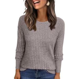 ANRABESS Women Long Sleeve Shirts Business Casual Tunic Tops Fall Lightweight Sweaters Dressy Blouses 2025 Fashion Outfits(Coffee)