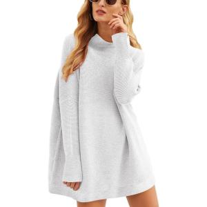 ANRABESS Women Oversized Casual Loose Turtleneck Long Sleeve Slouchy Baggy Knit Tunic Sweaters Pullover 2025 Fall Outfits(Grey)