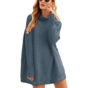 ANRABESS Women Oversized Casual Loose Turtleneck Long Sleeve Slouchy Baggy Knit Tunic Sweaters Pullover 2025 Fall Outfits(Navy Blue)