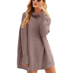 ANRABESS Women Oversized Casual Loose Turtleneck Long Sleeve Slouchy Baggy Knit Tunic Sweaters Pullover 2025 Fall Outfits(Nutmeg)
