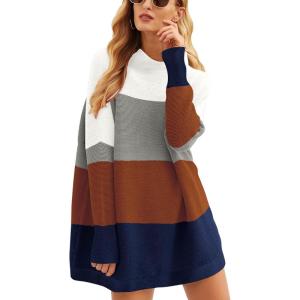 ANRABESS Women Oversized Casual Loose Turtleneck Long Sleeve Slouchy Baggy Knit Tunic Sweaters Pullover 2025 Fall Outfits(White Gray)