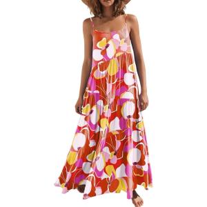 ANRABESS Women Summer Casual Loose Sleeveless Sundress Spaghetti Strap Flowy Boho Linen Beach Vacation Maxi Long Dress(Print Floral)